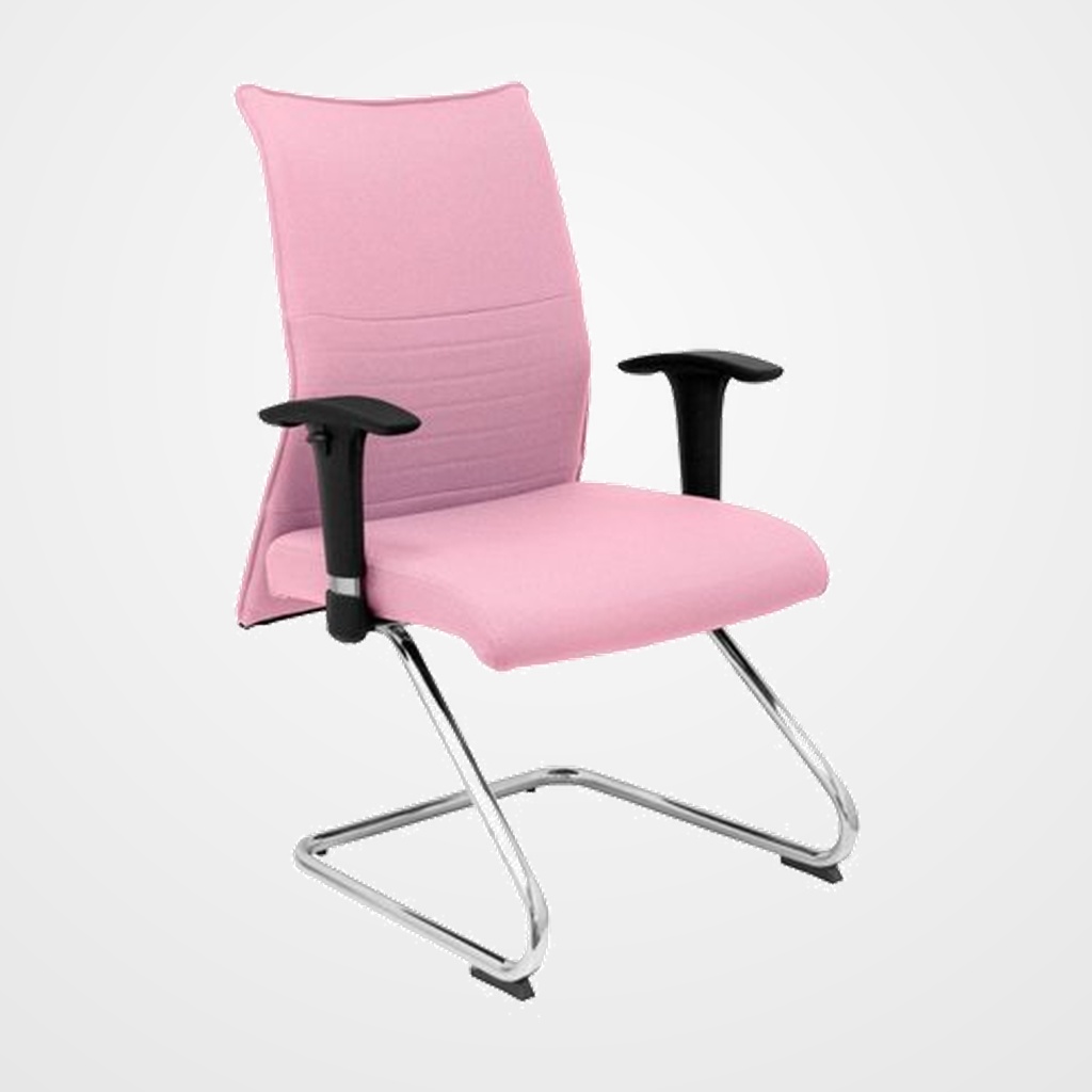 SILLA PIQUERAS Y CRESPO ALBACETE CONFIDENTE ESTRUCTURA PATIN ACABADO CROMADO BRAZO REGULABLE TAPICERIA BALI ROSA PALIDO