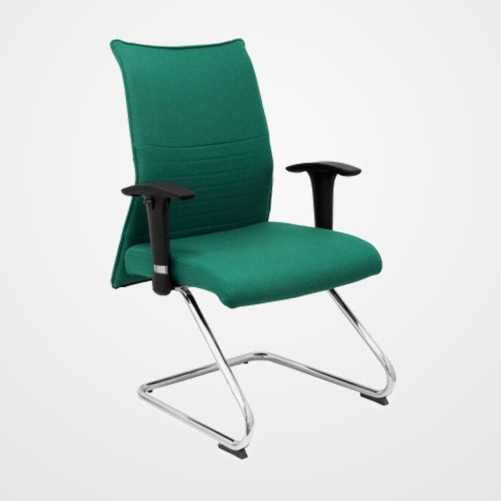 SILLA PIQUERAS Y CRESPO ALBACETE CONFIDENTE ESTRUCTURA PATIN ACABADO CROMADO BRAZO REGULABLE TAPICERIA BALI VERDE