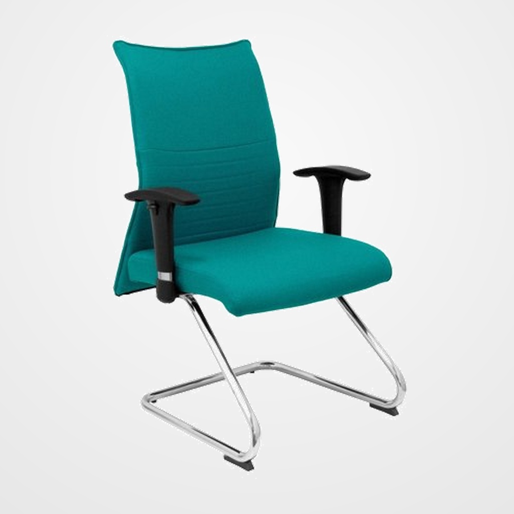 SILLA PIQUERAS Y CRESPO ALBACETE CONFIDENTE ESTRUCTURA PATIN ACABADO CROMADO BRAZO REGULABLE TAPICERIA BALI VERDE TURQUESA