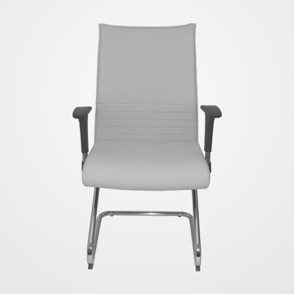 SILLA PIQUERAS Y CRESPO ALBACETE CONFIDENTE ESTRUCTURA PATIN ACABADO CROMADO BRAZO REGULABLE TAPICERIA SIMILPIEL BLANCO