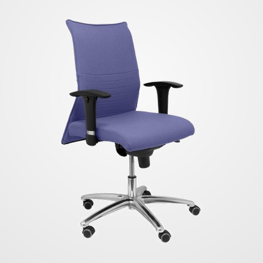 SILLA PIQUERAS Y CRESPO ALBACETE XL CONFIDENTE HASTA 160 kg BRAZOS CROMADOS REGULABLES MECANISMO SINCRO ASIENTO Y RESPALDO REFORZADOS CON ESPUMA VISCOELASTICA TAPIZADO BALI AZUL CLARO