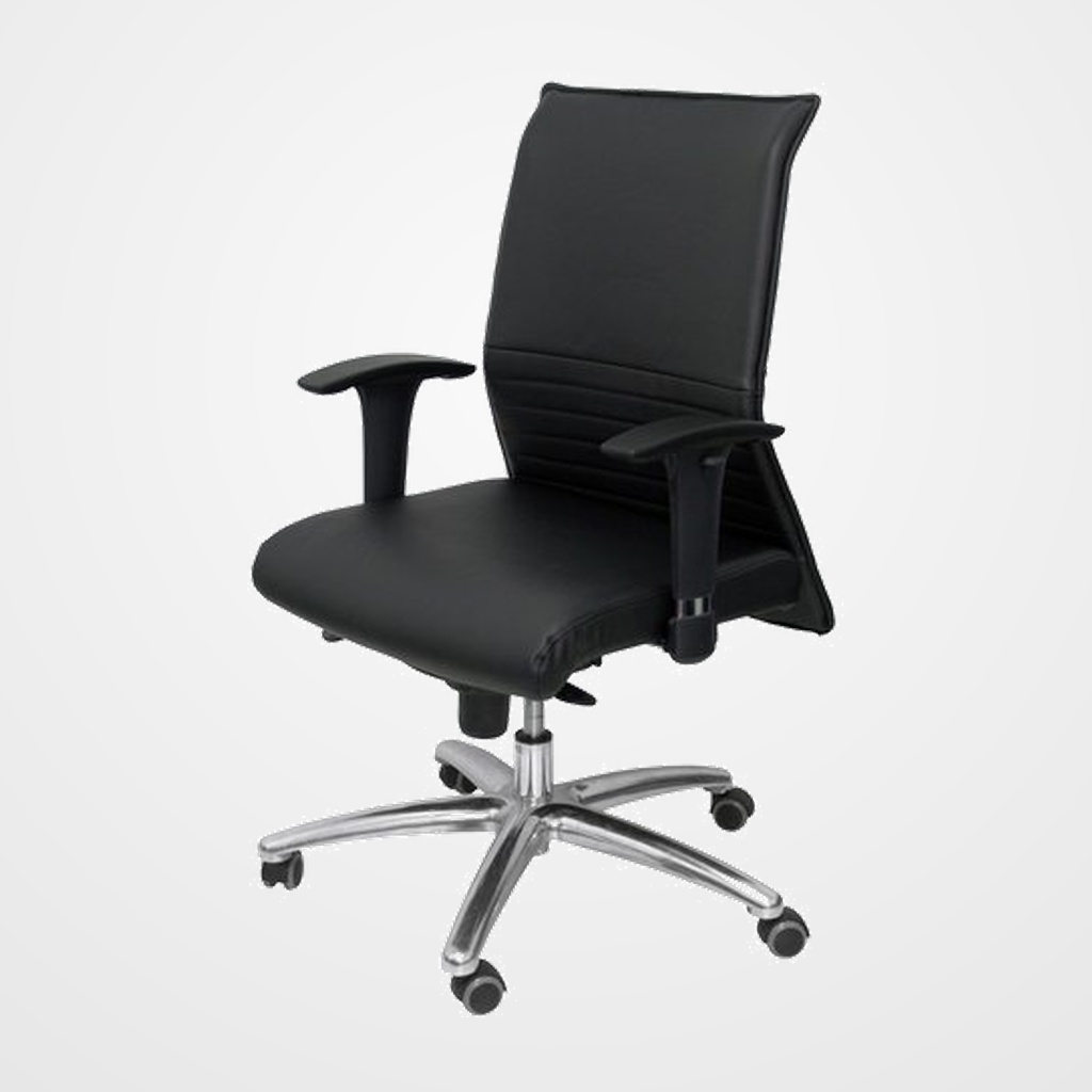 SILLA PIQUERAS Y CRESPO ALBACETE XL CONFIDENTE HASTA 160 kg BRAZOS CROMADOS REGULABLES MECANISMO SINCRO ASIENTO Y RESPALDO REFORZADOS CON ESPUMA VISCOELASTICA TAPIZADO PIEL NEGRO