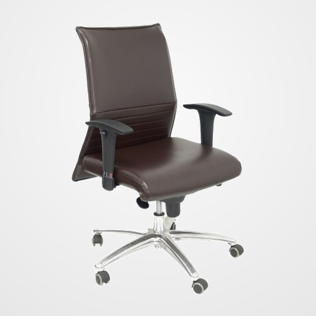 [24404254] SILLA PIQUERAS Y CRESPO ALBACETE XL CONFIDENTE HASTA 160 kg BRAZOS CROMADOS REGULABLES MECANISMO SINCRO ASIENTO Y RESPALDO REFORZADOS CON ESPUMA VISCOELASTICA TAPIZADO SIMILPIEL CHOCOLATE