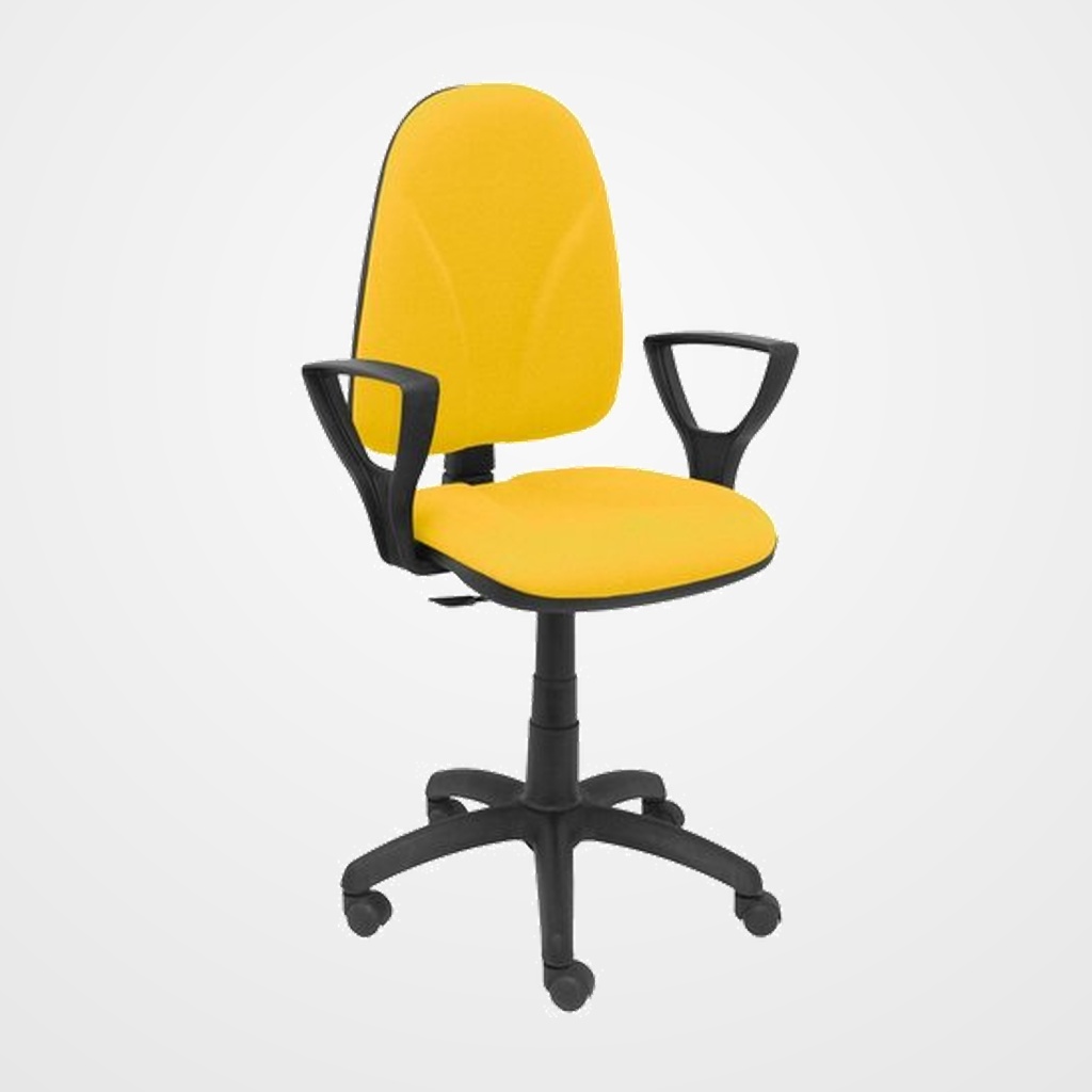 SILLA PIQUERAS Y CRESPO ALGARRA CP BRAZOS FIJOS MECANISMO CONTACTO PERMANENTE CON REGULACION DE PROFUNDIDAD RUEDAS NYLON TAPIZADO BALI AMARILLO