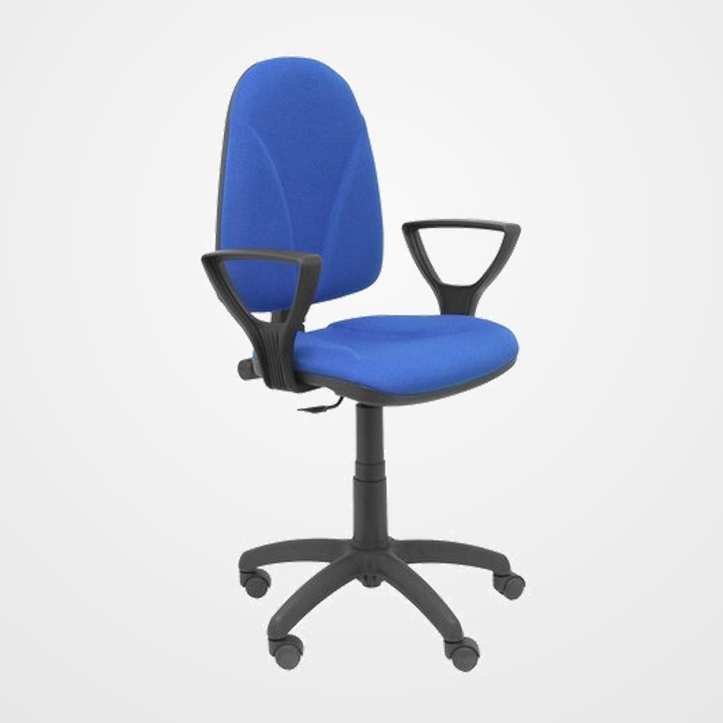SILLA PIQUERAS Y CRESPO ALGARRA CP BRAZOS FIJOS MECANISMO CONTACTO PERMANENTE CON REGULACION DE PROFUNDIDAD RUEDAS NYLON TAPIZADO BALI AZUL