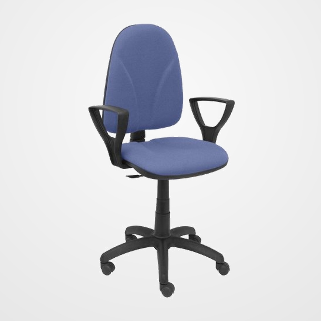 SILLA PIQUERAS Y CRESPO ALGARRA CP BRAZOS FIJOS MECANISMO CONTACTO PERMANENTE CON REGULACION DE PROFUNDIDAD RUEDAS NYLON TAPIZADO BALI AZUL CLARO