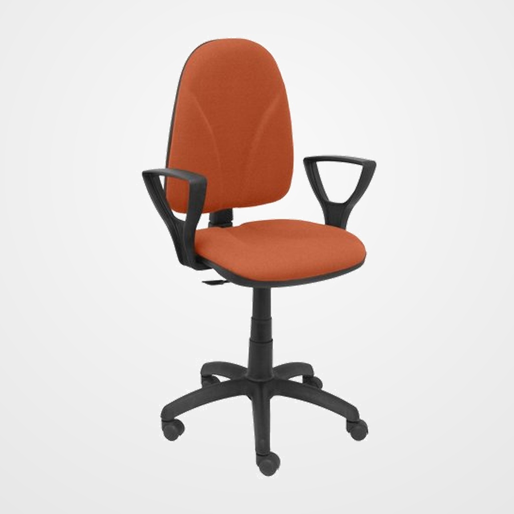 SILLA PIQUERAS Y CRESPO ALGARRA CP BRAZOS FIJOS MECANISMO CONTACTO PERMANENTE CON REGULACION DE PROFUNDIDAD RUEDAS NYLON TAPIZADO BALI MARRON