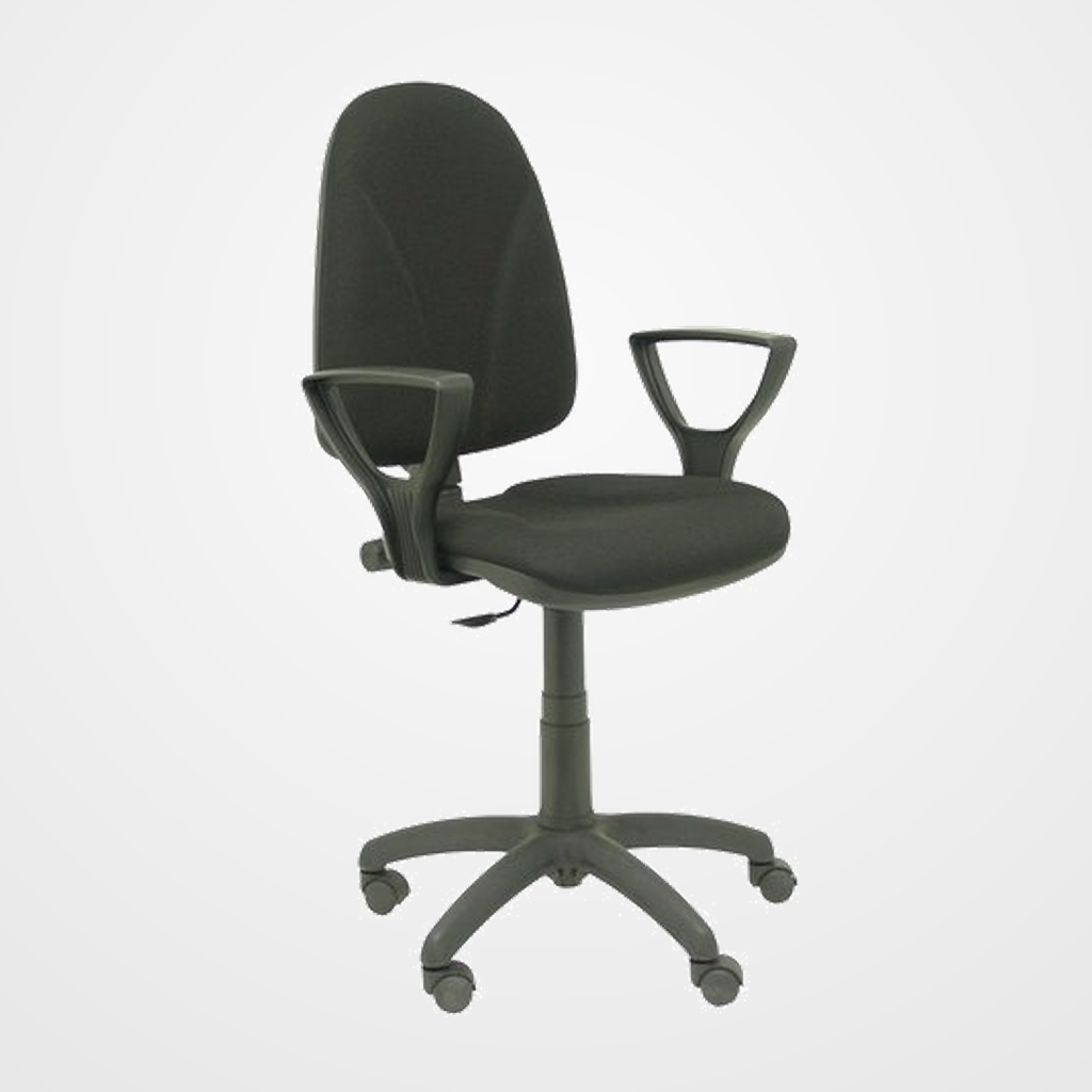 SILLA PIQUERAS Y CRESPO ALGARRA CP BRAZOS FIJOS MECANISMO CONTACTO PERMANENTE CON REGULACION DE PROFUNDIDAD RUEDAS NYLON TAPIZADO BALI NEGRA