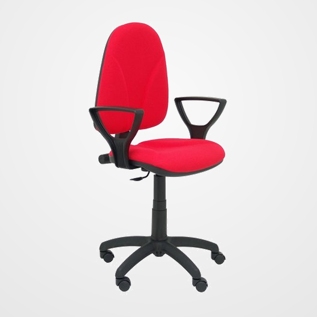 SILLA PIQUERAS Y CRESPO ALGARRA CP BRAZOS FIJOS MECANISMO CONTACTO PERMANENTE CON REGULACION DE PROFUNDIDAD RUEDAS NYLON TAPIZADO BALI ROJO