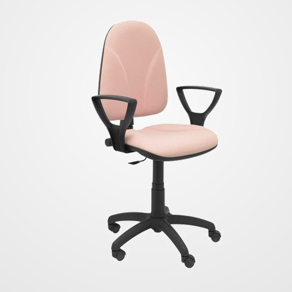 SILLA PIQUERAS Y CRESPO ALGARRA CP BRAZOS FIJOS MECANISMO CONTACTO PERMANENTE CON REGULACION DE PROFUNDIDAD RUEDAS NYLON TAPIZADO BALI ROSA PALIDO