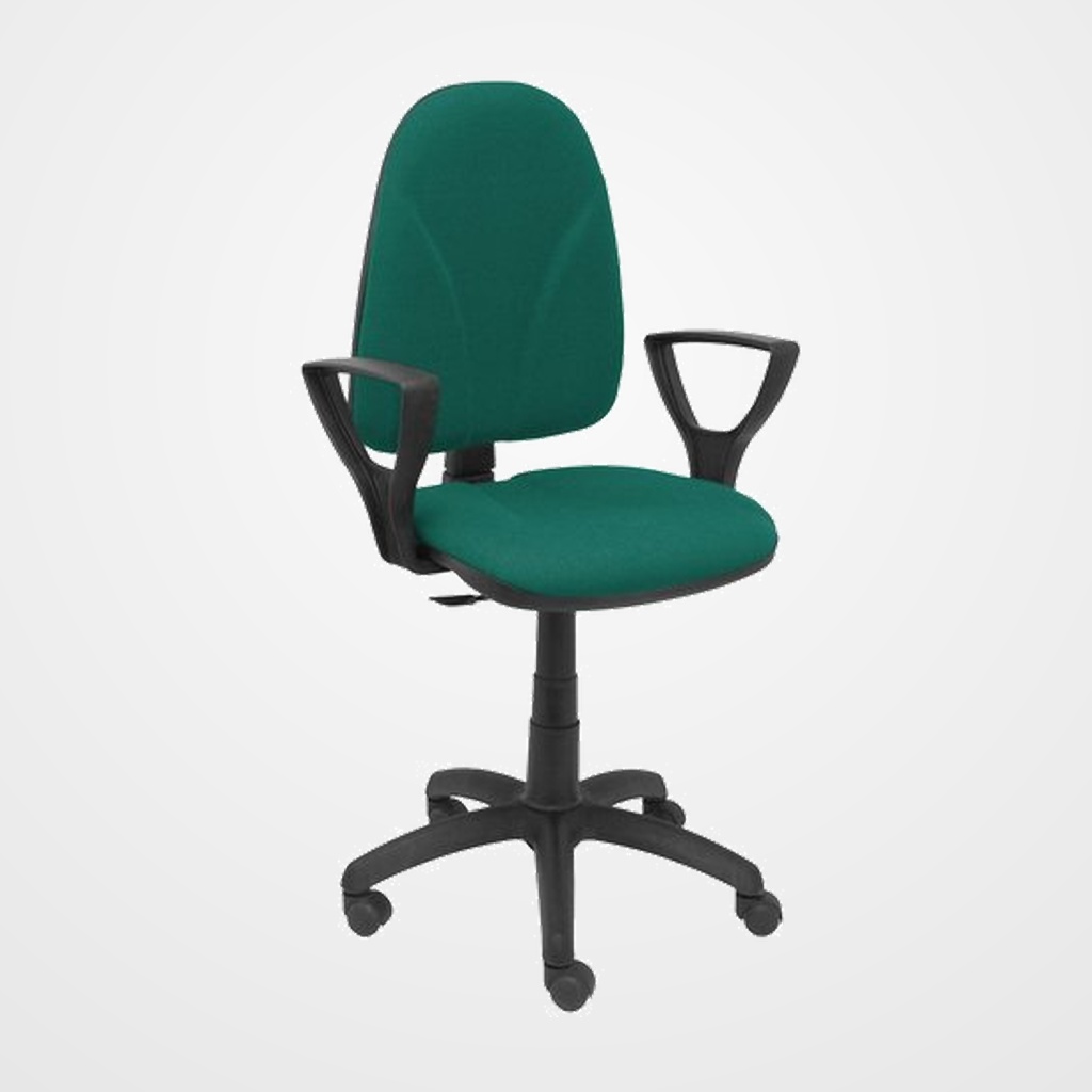 SILLA PIQUERAS Y CRESPO ALGARRA CP BRAZOS FIJOS MECANISMO CONTACTO PERMANENTE CON REGULACION DE PROFUNDIDAD RUEDAS NYLON TAPIZADO BALI VERDE ESMERALDA