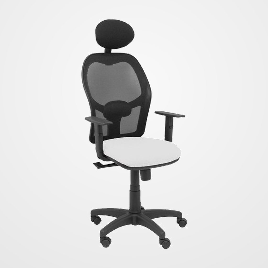 SILLA PIQUERAS Y CRESPO ALOCEN BRAZOS REGULABLES CABECERO FIJO MALLA NEGRO Y ASIENTO BALI BLANCO