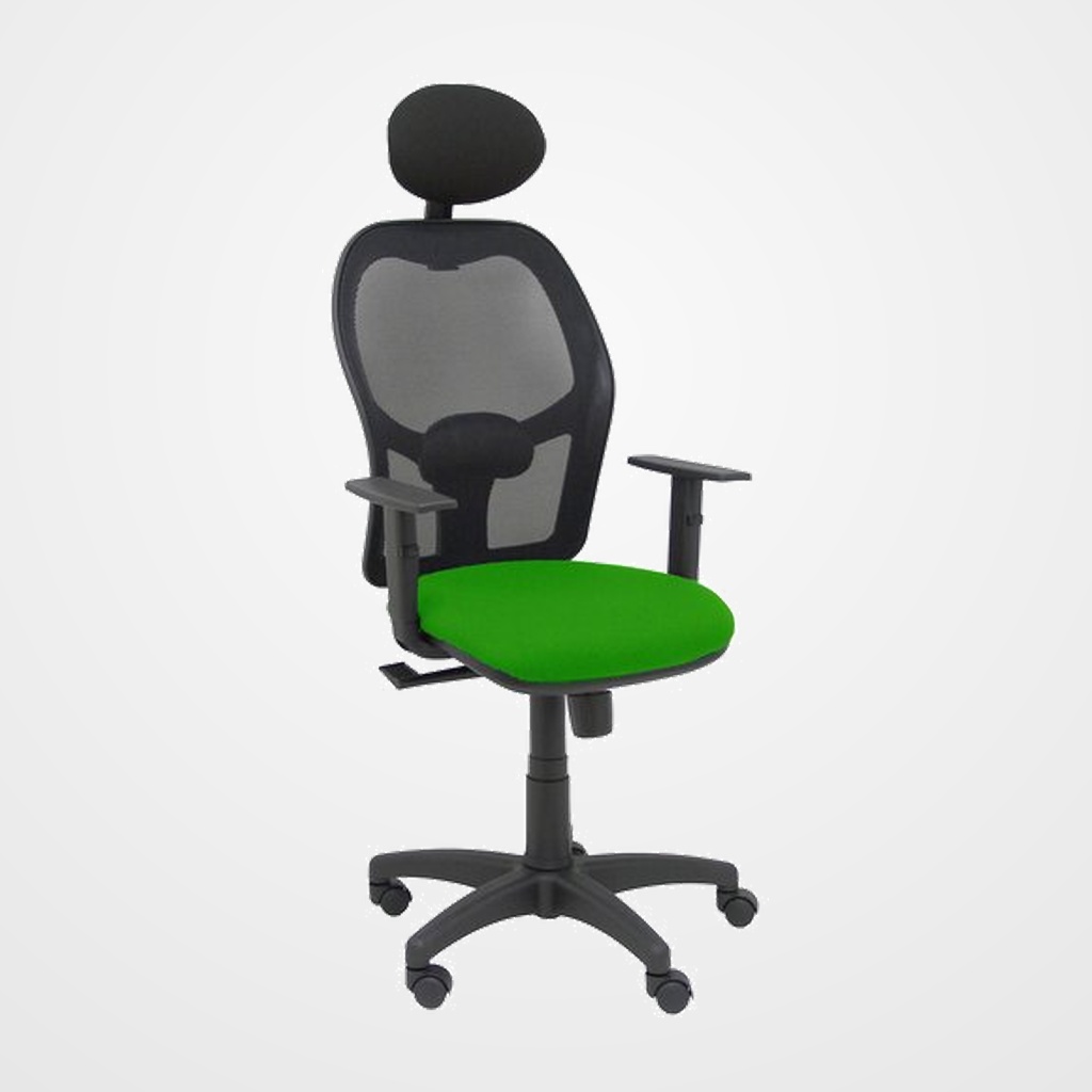 SILLA PIQUERAS Y CRESPO ALOCEN BRAZOS REGULABLES CABECERO FIJO MALLA NEGRO Y ASIENTO BALI VERDE