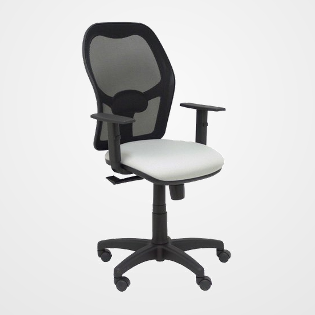 SILLA PIQUERAS Y CRESPO ALOCEN BRAZOS REGULABLES MECANISMO SINCRO REFUERZO LUMBAR RUEDAS NYLON RESPALDO MALLA NEGRA TRANSPIRABLE Y ASIENTO TAPIZADO BALI GRIS CLARO