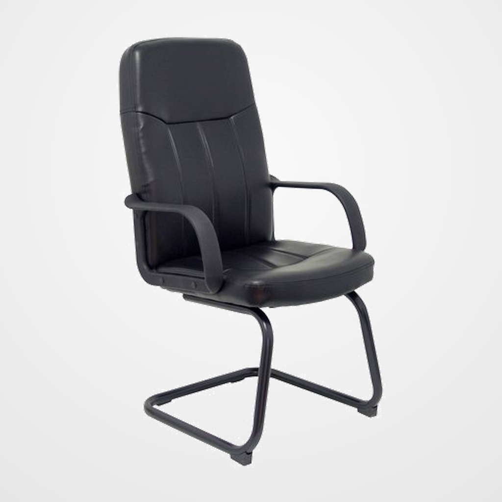 SILLA PIQUERAS Y CRESPO ARAGON CONFIDENTE ESTRUCTURA PATIN NEGRO BRAZOS FIJOS ASIENTO Y RESPALDO TAPICERIA SIMILPIEL NEGRO