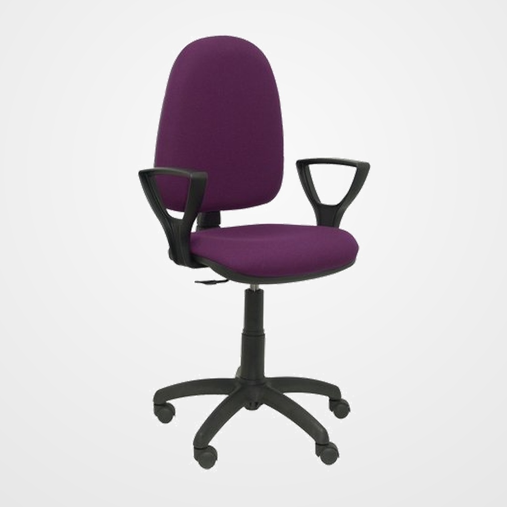 SILLA PIQUERAS Y CRESPO AYNA BRAZOS FIJOS MECANISMO CONTACTO PERMANENTE CON REGULACION DE PROFUNDIDAD ASIENTO Y RESPALDO TAPIZADO BALI MORADO