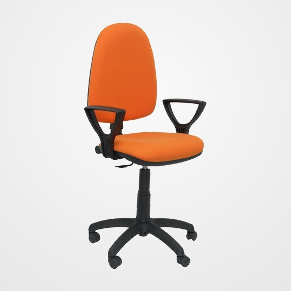 SILLA PIQUERAS Y CRESPO AYNA BRAZOS FIJOS MECANISMO CONTACTO PERMANENTE CON REGULACION DE PROFUNDIDAD ASIENTO Y RESPALDO TAPIZADO BALI NARANJA