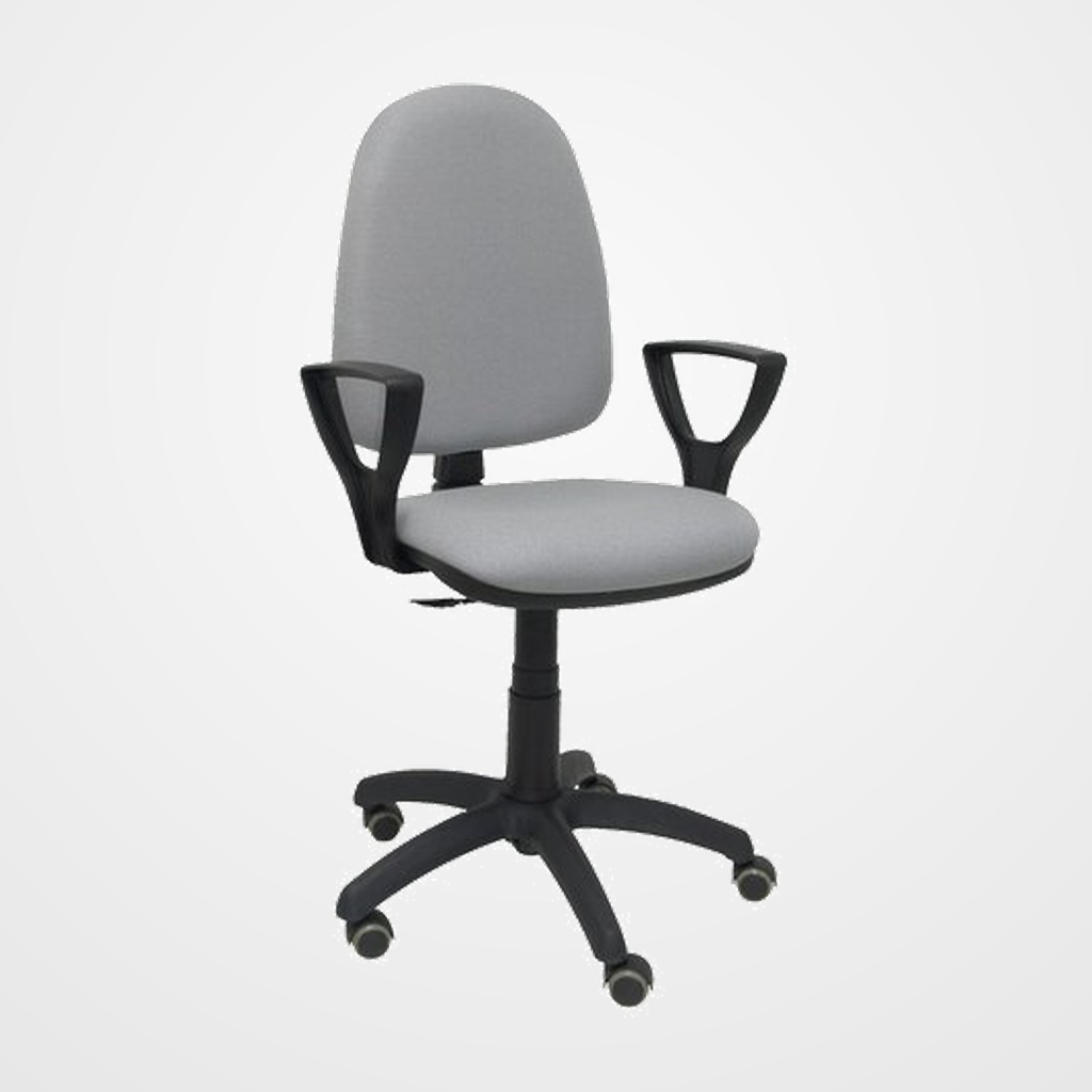 SILLA PIQUERAS Y CRESPO AYNA BRAZOS FIJOS MECANISMO CONTACTO PERMANENTE CON REGULACION DE PROFUNDIDAD RUEDAS de PARQUET ASIENTO Y RESPALDO TAPIZADO BALI GRIS CLARO