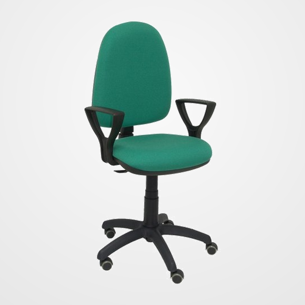 SILLA PIQUERAS Y CRESPO AYNA BRAZOS FIJOS MECANISMO CONTACTO PERMANENTE CON REGULACION DE PROFUNDIDAD RUEDAS de PARQUET ASIENTO Y RESPALDO TAPIZADO BALI VERDE