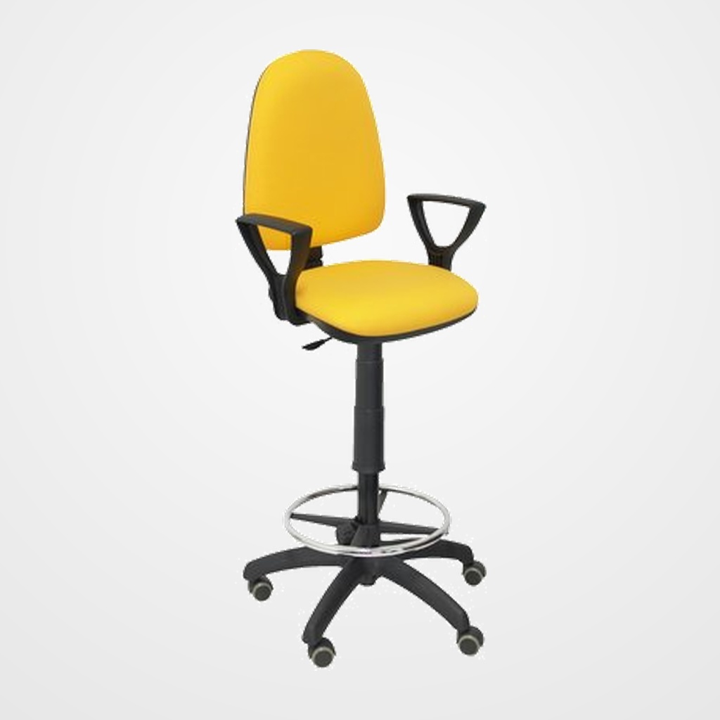 SILLA PIQUERAS Y CRESPO AYNA BRAZOS FIJOS MECANISMO CONTACTO PERMANENTE REGULACION DE PROFUNDIDAD RUEDAS de PARQUET ASIENTO Y RESPALDO TAPIZADO BALI AMARILLO