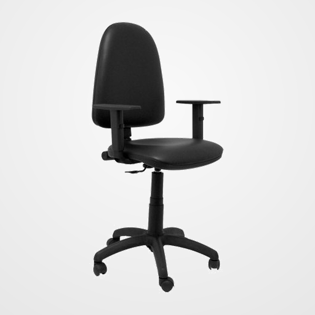 SILLA PIQUERAS Y CRESPO AYNA BRAZOS REGULABLES MECANISMO CONTACTO PERMANENTE CON REGULACION DE PROFUNDIDAD ASIENTO Y RESPALDO TAPIZADO SIMILPIEL NEGRO