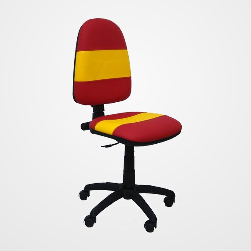 SILLA PIQUERAS Y CRESPO AYNA ESPAÑA MECANISMO CONTACTO PERMANENTE CON REGULACION DE PROFUNDIDAD ASIENTO Y RESPALDO TAPIZADO SIMILPIEL ROJO Y AMARILLO