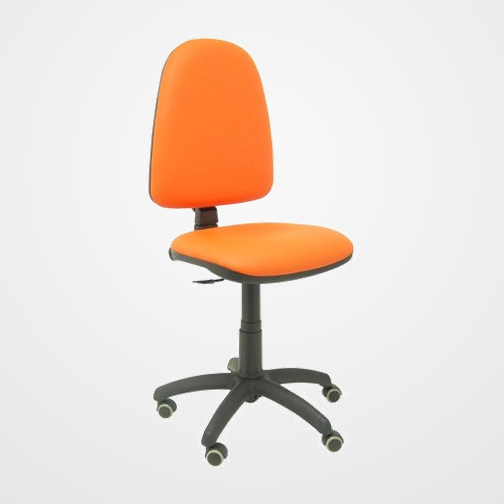 SILLA PIQUERAS Y CRESPO AYNA MECANISMO CONTACTO PERMANENTE RUEDAS de PARQUET ASIENTO Y RESPALDO TAPIZADO SIMILPIEL NARANJA