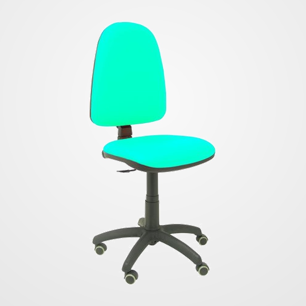 SILLA PIQUERAS Y CRESPO AYNA MECANISMO CONTACTO PERMANENTE RUEDAS de PARQUET ASIENTO Y RESPALDO TAPIZADO SIMILPIEL VERDE TURQUESA