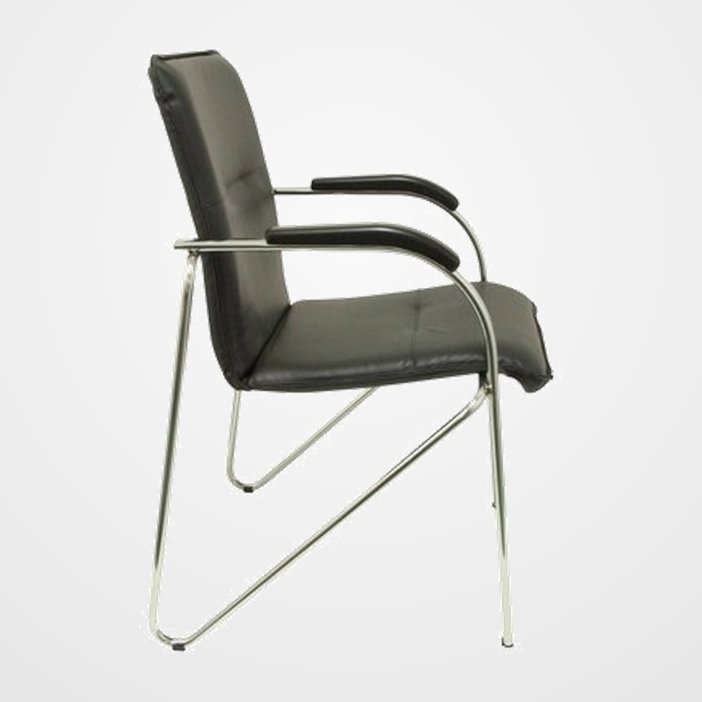 SILLA PIQUERAS Y CRESPO BALSA CONFIDENTE BRAZOS FIJOS ESTRUCTURA CROMADA TAPIZADO SIMILPIEL NEGRO PACK de 2