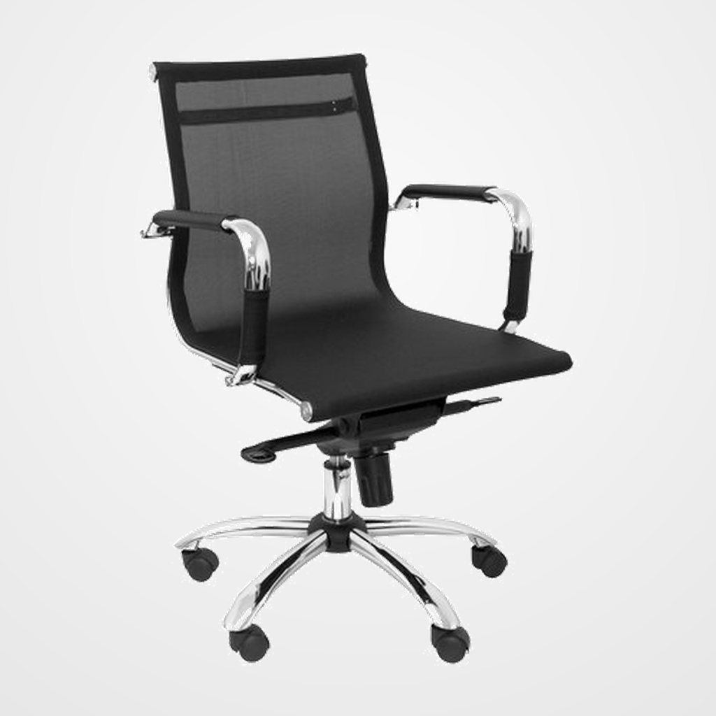 SILLA PIQUERAS Y CRESPO BARRAX CONFIDENTE BRAZOS FIJOS MECANISMO BASCULANTE REGULABLE EN ALTURA RUEDAS de PARQUET ASIENTO Y RESPALDO MALLA NEGRO