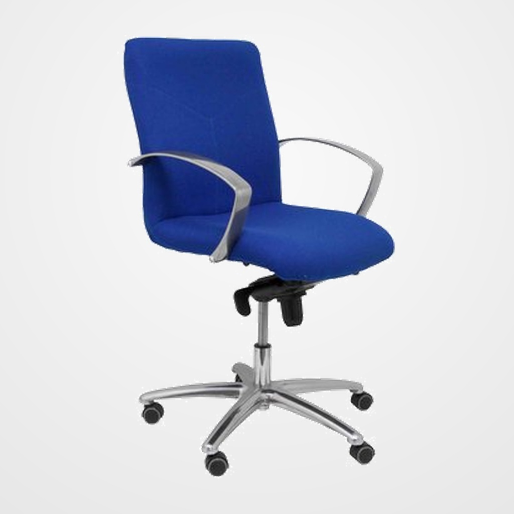 SILLA PIQUERAS Y CRESPO CAUDETE CONFIDENTE BRAZOS FIJOS MECANISMO BASCULANTE REGULABLE EN ALTURA ASIENTO Y RESPALDO TAPIZADO BALI AZUL