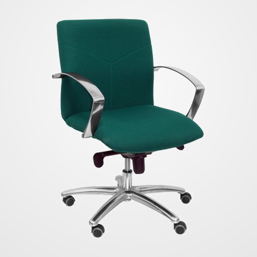 SILLA PIQUERAS Y CRESPO CAUDETE CONFIDENTE BRAZOS FIJOS MECANISMO BASCULANTE REGULABLE EN ALTURA ASIENTO Y RESPALDO TAPIZADO BALI VERDE BOTELLA