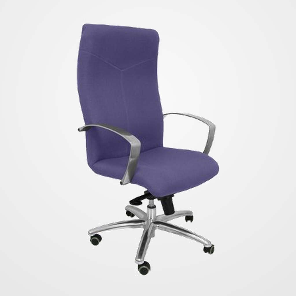 SILLA PIQUERAS Y CRESPO CAUDETE DIRECCION BRAZOS FIJOS CROMADOS MECANISMO BASCULANTE MULTIPOSICION Y ALTURA AJUSTABLE GRAN CONFORTABILIDAD RUEDAS de PARQUET ASIENTO Y RESPALDO TAPIZADO BALI AZUL CLARO