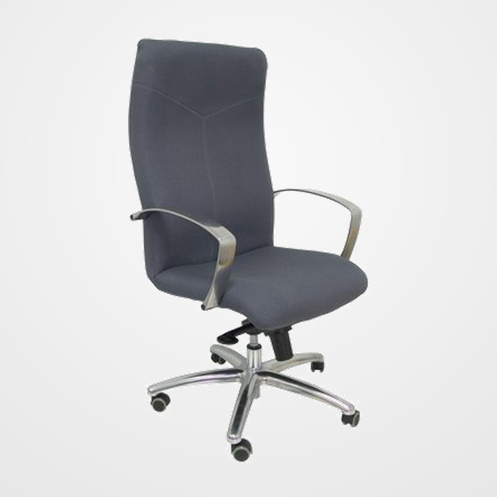 [24404693] SILLA PIQUERAS Y CRESPO CAUDETE DIRECCION BRAZOS FIJOS CROMADOS MECANISMO BASCULANTE MULTIPOSICION Y ALTURA AJUSTABLE GRAN CONFORTABILIDAD RUEDAS de PARQUET ASIENTO Y RESPALDO TAPIZADO BALI GRIS OSCURO