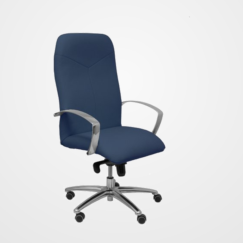 SILLA PIQUERAS Y CRESPO CAUDETE DIRECCION BRAZOS FIJOS MECANISMO BASCULANTE REGULABLE EN ALTURA ASIENTO Y RESPALDO TAPIZADO SIMILPIEL AZUL MARINO