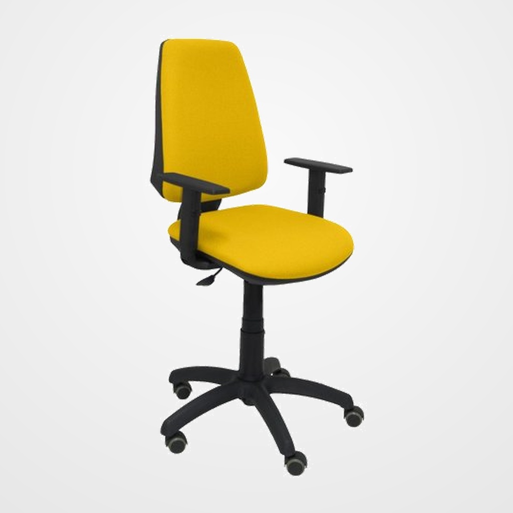 SILLA PIQUERAS Y CRESPO ELCHE CP BRAZOS REGULABLES MECANISMO CONTACTO PERMANENTE REGULACION DE PROFUNDIDAD RUEDAS de PARQUET ASIENTO Y RESPALDO TAPIZADO BALI AMARILLO
