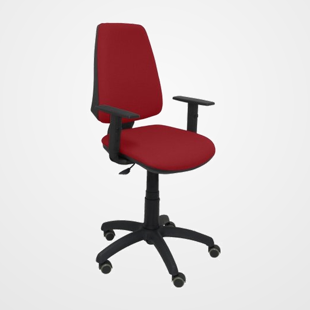 SILLA PIQUERAS Y CRESPO ELCHE CP BRAZOS REGULABLES MECANISMO CONTACTO PERMANENTE REGULACION DE PROFUNDIDAD RUEDAS de PARQUET ASIENTO Y RESPALDO TAPIZADO BALI GRANATE