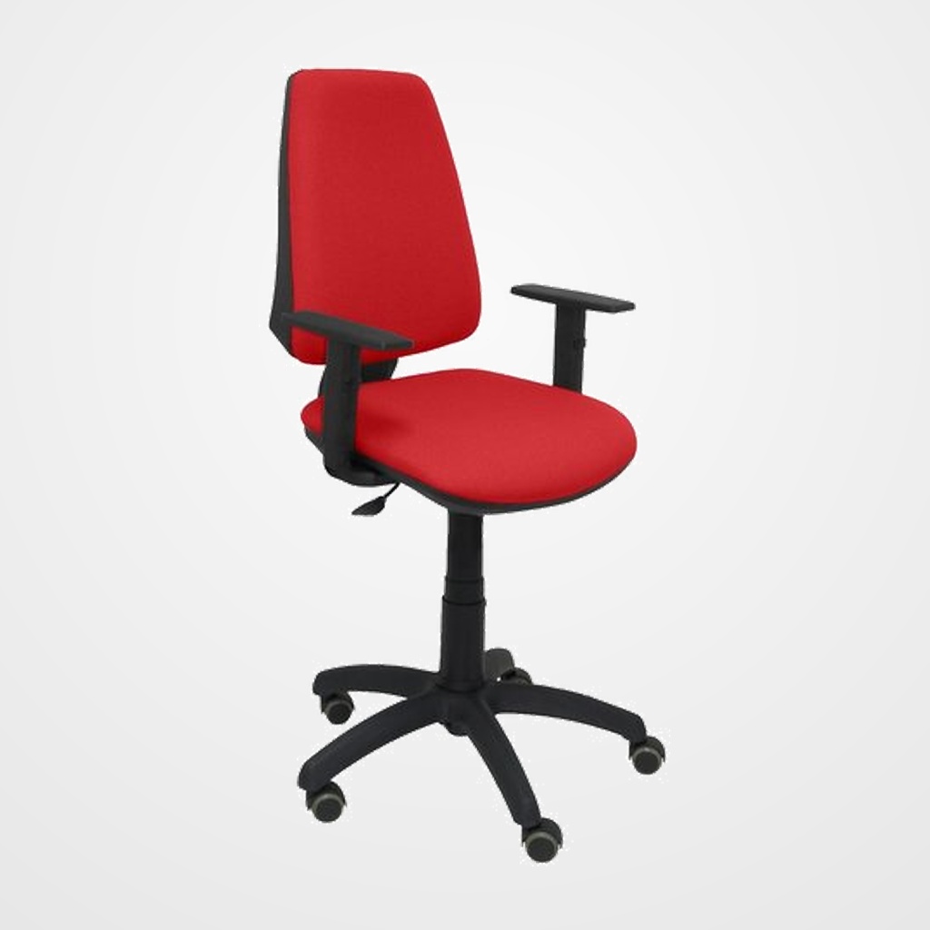 SILLA PIQUERAS Y CRESPO ELCHE CP BRAZOS REGULABLES MECANISMO CONTACTO PERMANENTE REGULACION DE PROFUNDIDAD RUEDAS de PARQUET ASIENTO Y RESPALDO TAPIZADO BALI ROJO