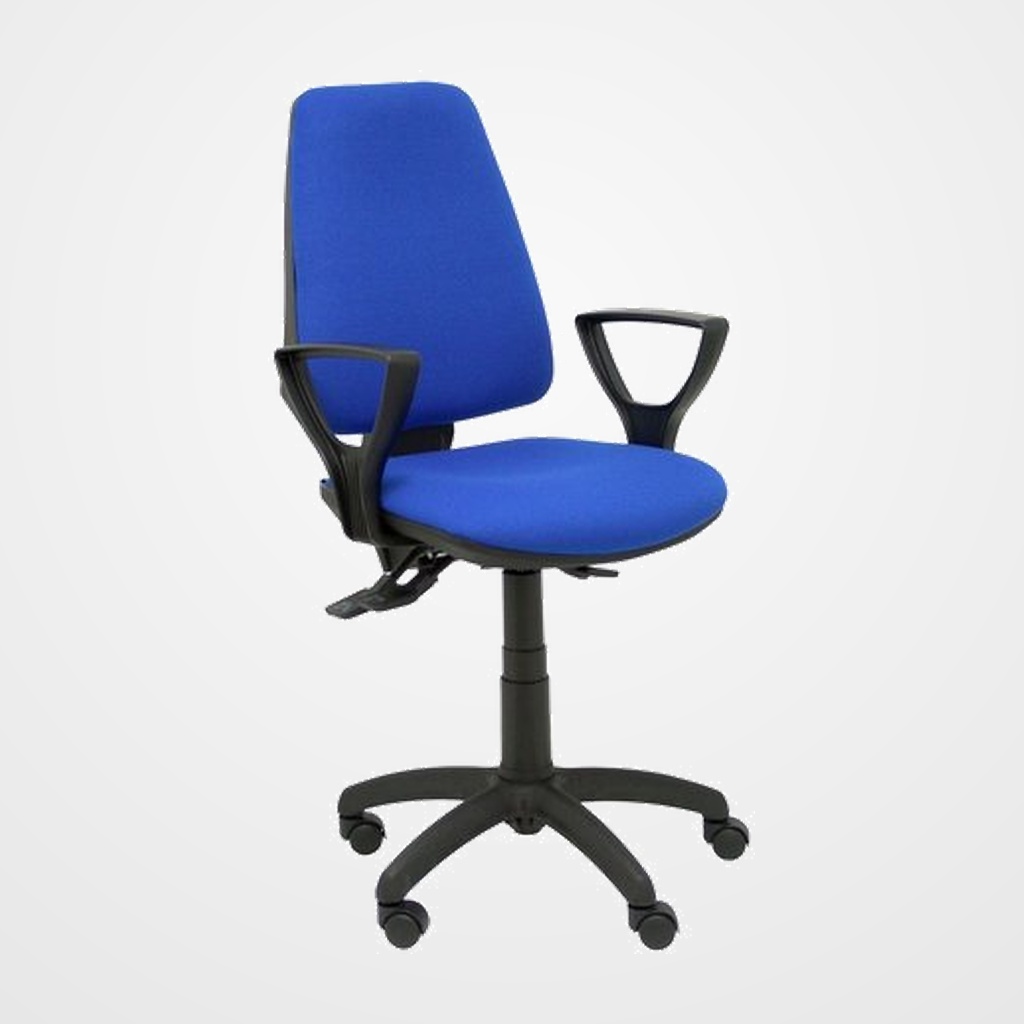 SILLA PIQUERAS Y CRESPO ELCHE S BRAZOS FIJOS MECANISMO SINCRO de DOBLE MANETA GRAN CONFORTABILIDAD REGULABLE EN ALTURA ASIENTO Y RESPALDO TAPIZADO BALI AZUL