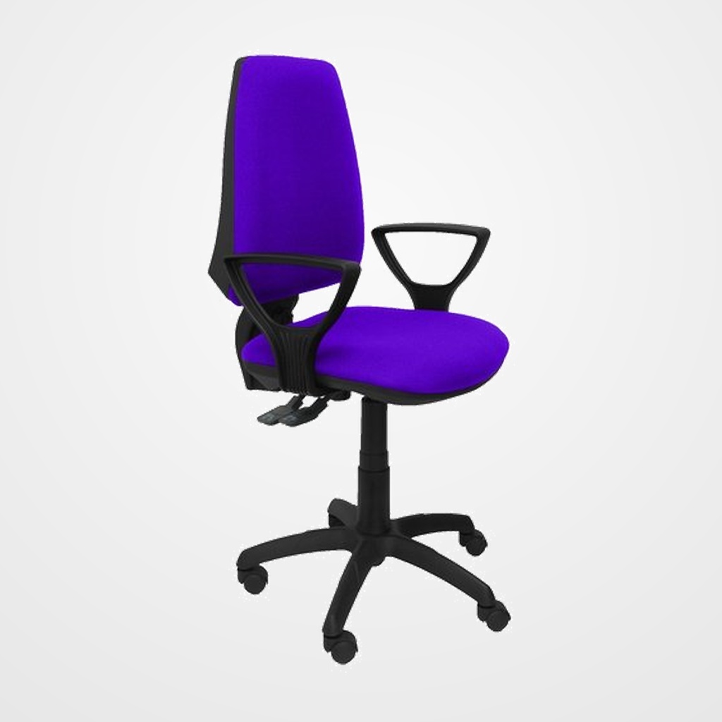 SILLA PIQUERAS Y CRESPO ELCHE S BRAZOS FIJOS MECANISMO SINCRO de DOBLE MANETA GRAN CONFORTABILIDAD REGULABLE EN ALTURA RUEDAS de NYLON ASIENTO Y RESPALDO TAPIZADO BALI LILA