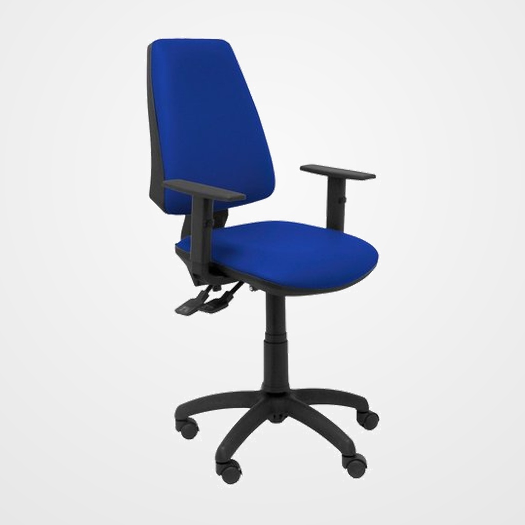 SILLA PIQUERAS Y CRESPO ELCHE S BRAZOS REGULABLES MECANISMO SINCRO de DOBLE MANETA GRAN CONFORTABILIDAD REGULABLE EN ALTURA ASIENTO Y RESPALDO TAPIZADO SIMILPIEL AZUL