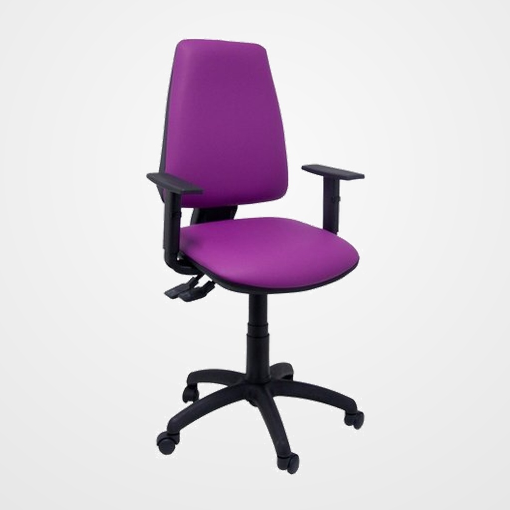 SILLA PIQUERAS Y CRESPO ELCHE S BRAZOS REGULABLES MECANISMO SINCRO de DOBLE MANETA GRAN CONFORTABILIDAD REGULABLE EN ALTURA ASIENTO Y RESPALDO TAPIZADO SIMILPIEL MORADO