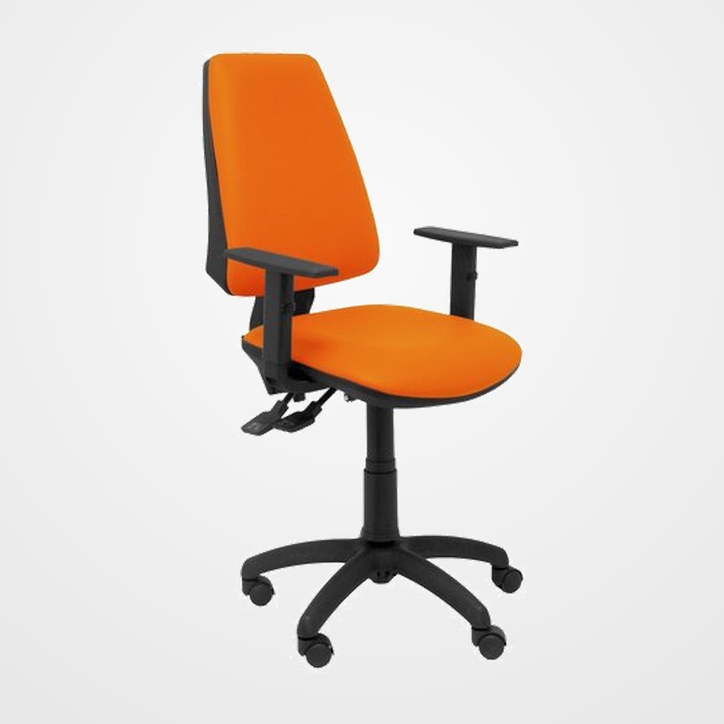 SILLA PIQUERAS Y CRESPO ELCHE S BRAZOS REGULABLES MECANISMO SINCRO de DOBLE MANETA GRAN CONFORTABILIDAD REGULABLE EN ALTURA ASIENTO Y RESPALDO TAPIZADO SIMILPIEL NARANJA