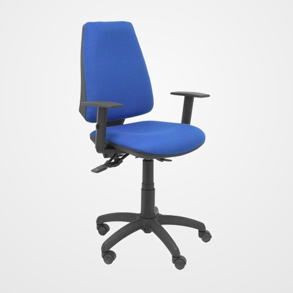 SILLA PIQUERAS Y CRESPO ELCHE S BRAZOS REGULABLES MECANISMO SINCRO de DOBLE MANETA GRAN CONFORTABILIDAD REGULABLE EN ALTURA RUEDAS de NYLON ASIENTO Y RESPALDO TAPIZADO BALI AZUL