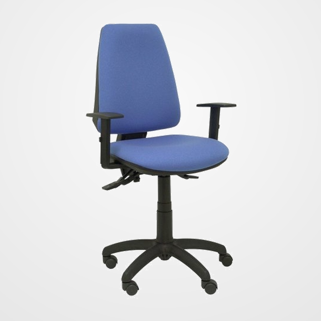 SILLA PIQUERAS Y CRESPO ELCHE S BRAZOS REGULABLES MECANISMO SINCRO de DOBLE MANETA GRAN CONFORTABILIDAD REGULABLE EN ALTURA RUEDAS de NYLON ASIENTO Y RESPALDO TAPIZADO BALI AZUL CLARO