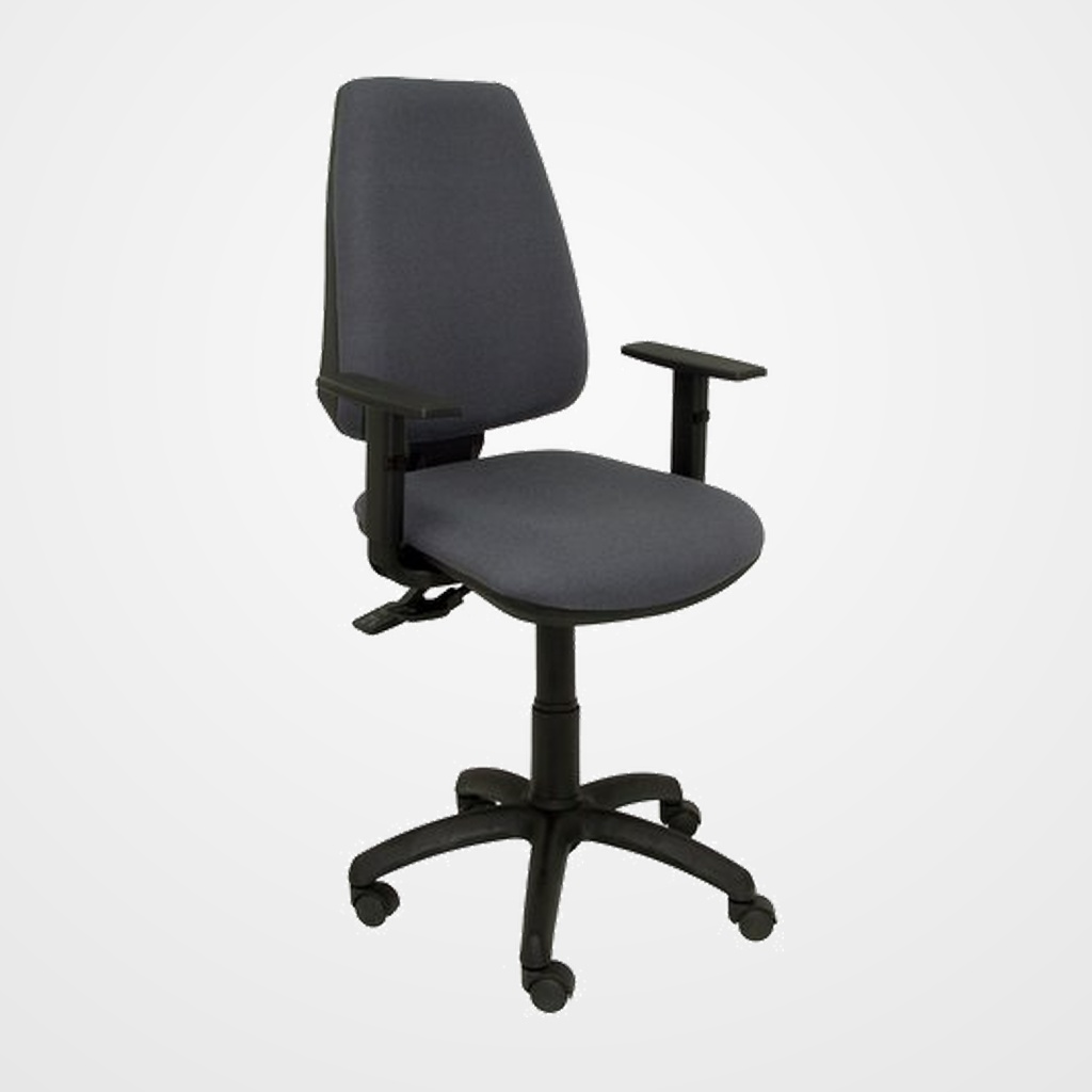 SILLA PIQUERAS Y CRESPO ELCHE S BRAZOS REGULABLES MECANISMO SINCRO de DOBLE MANETA GRAN CONFORTABILIDAD REGULABLE EN ALTURA RUEDAS de NYLON ASIENTO Y RESPALDO TAPIZADO BALI GRIS OSCURO