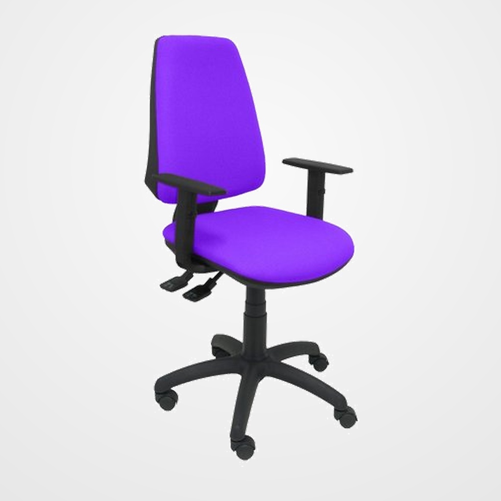 SILLA PIQUERAS Y CRESPO ELCHE S BRAZOS REGULABLES MECANISMO SINCRO de DOBLE MANETA GRAN CONFORTABILIDAD REGULABLE EN ALTURA RUEDAS de NYLON ASIENTO Y RESPALDO TAPIZADO BALI LILA