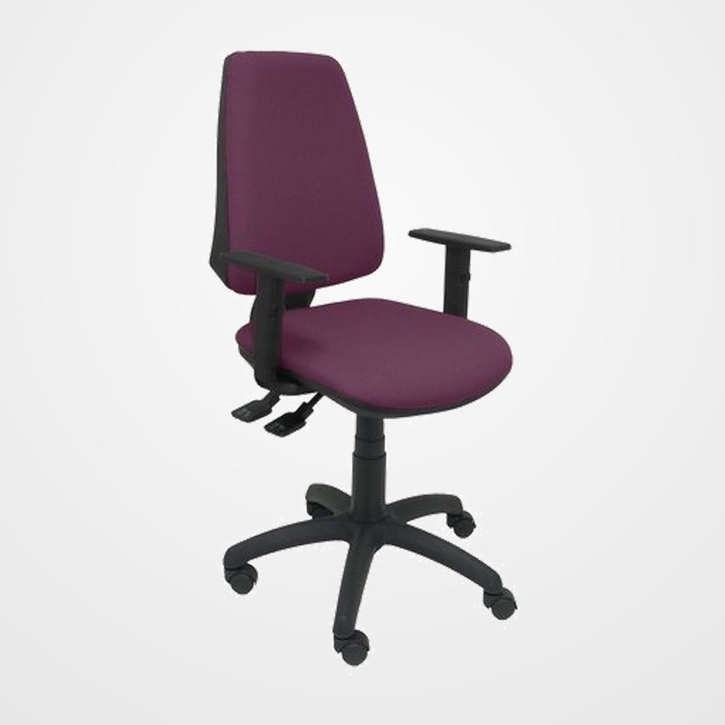 SILLA PIQUERAS Y CRESPO ELCHE S BRAZOS REGULABLES MECANISMO SINCRO de DOBLE MANETA GRAN CONFORTABILIDAD REGULABLE EN ALTURA RUEDAS de NYLON ASIENTO Y RESPALDO TAPIZADO BALI MORADO