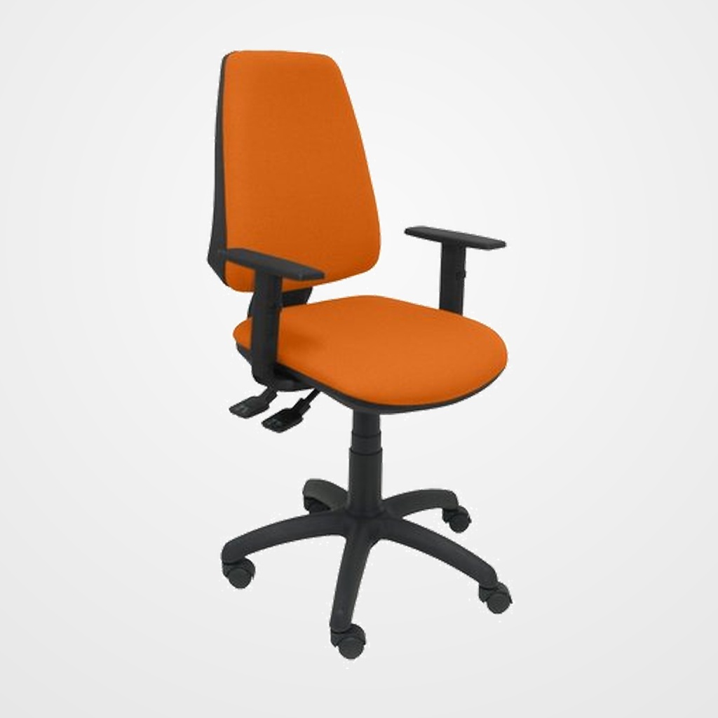 SILLA PIQUERAS Y CRESPO ELCHE S BRAZOS REGULABLES MECANISMO SINCRO de DOBLE MANETA GRAN CONFORTABILIDAD REGULABLE EN ALTURA RUEDAS de NYLON ASIENTO Y RESPALDO TAPIZADO BALI NARANJA