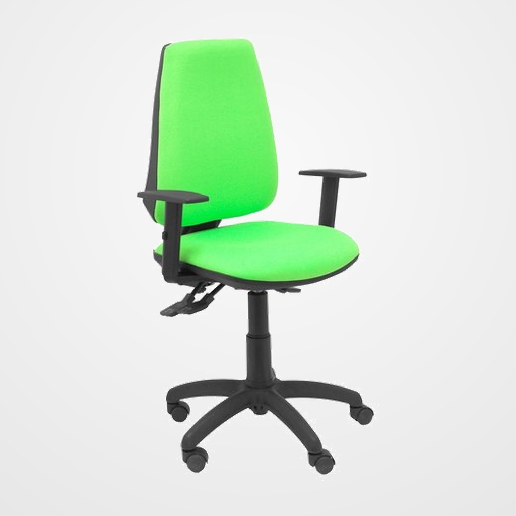 SILLA PIQUERAS Y CRESPO ELCHE S BRAZOS REGULABLES MECANISMO SINCRO de DOBLE MANETA GRAN CONFORTABILIDAD REGULABLE EN ALTURA RUEDAS de NYLON ASIENTO Y RESPALDO TAPIZADO BALI VERDE PISTACHO